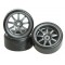 3Racing 1/10 9 Spoke Wheel & Tyre Set for Drift (Grey, 4 pcs) 26mm/+5