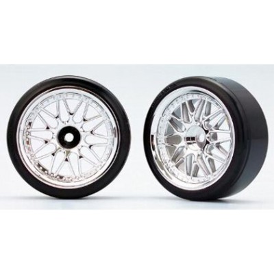 Yokomo 10-Spoke Mesh Wheels w/ Zero-Two Drift Tires (2 pcs) 26 mm