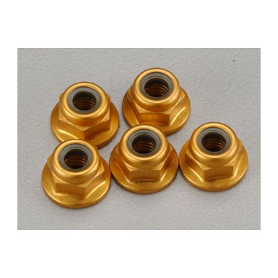 Tamiya Aluminum Flanged Locknuts 4mm (Gold, 5 pcs)